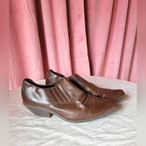 Vintage Brown Leather Western Ankle Booties